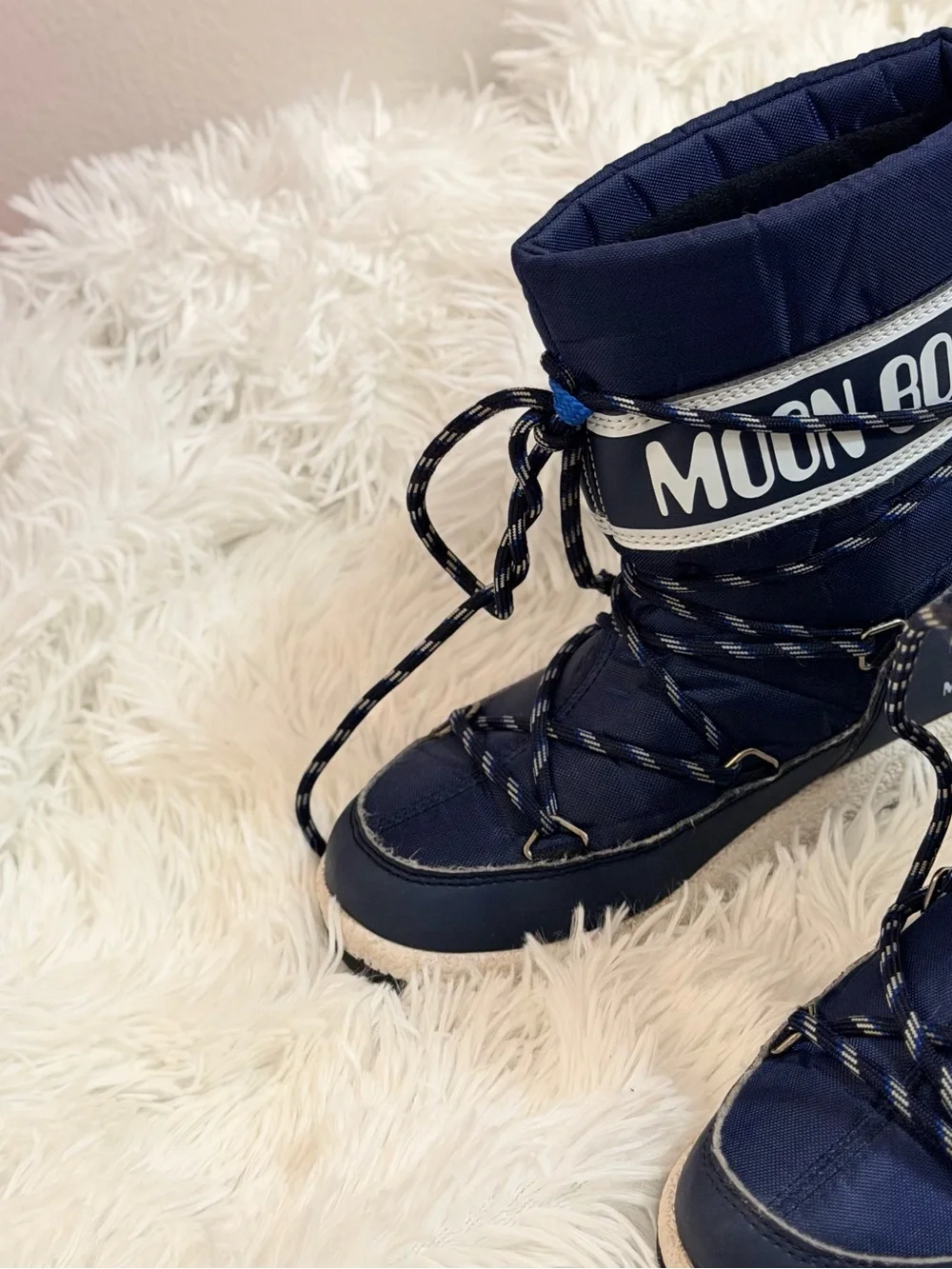 Moon Boot Kids Navy and White Winter Snow Boots